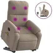 Syfax Fauteuil inclinable de massage taupe tissu microfibre