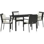 Syfax Ensemble de salle à manger pour jardin 5 pcs Noir polyrotin