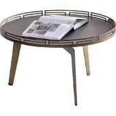 AEA Table basse élégante Surface en bois beige Salon Table ronde