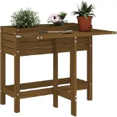 Prolenta Maison Exclusive - Jardinière avec plateau rabattable, bois massif brun miel