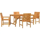 Syfax Ensemble de salle à manger pour jardin 5 pc Marron