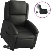 Syfax Fauteuil inclinable électrique noir cuir véritable