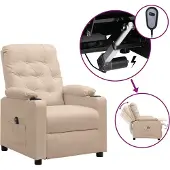 Prolenta Maison Exclusive - Fauteuil relax électrique en tissu crème