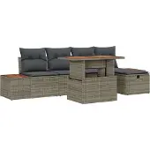 Syfax Ensemble de canapé de jardin 6 pcs Gris polyrotin