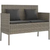 vidaXL Banc de jardin avec coussins Gris Poly Rattan