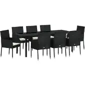 Syfax Ensemble de salle à manger pour jardin 9 pcs Noir polyrotin