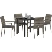 Syfax Ensemble de salle à manger pour jardin 5 pcs Gris polyrotin