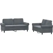 vidaXL Ensemble de canapés 2 pièces avec coussins gris foncé velours