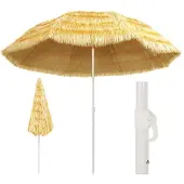Syfax Parasol de plage Naturel 300 cm Style hawaïen