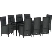 Syfax Ensemble de salle à manger pour jardin 9 pcs Noir polyrotin