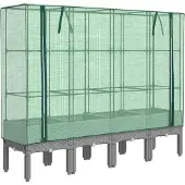 Syfax Jardinière surélevée avec housse aspect rotin 160x40x140 cm