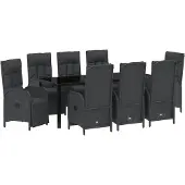 Syfax Ensemble de salle à manger pour jardin 9 pcs Noir polyrotin