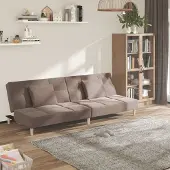 Prolenta Canapé convertible 2 places avec 2 coussins, tissu taupe