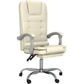 Syfax Fauteuil de massage inclinable de bureau Crème Similicuir