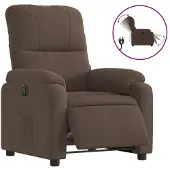 Syfax Fauteuil inclinable électrique marron tissu microfibre