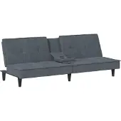 Syfax Canapé-lit avec porte-gobelets gris foncé velours