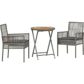 Syfax Ensemble bistro de jardin 3 pcs Gris polyrotin