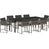 Syfax Ensemble de salle à manger pour jardin 9 pcs Gris polyrotin