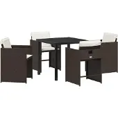 Syfax Ensemble de salle à manger pour jardin 5 pcs Marron polyrotin