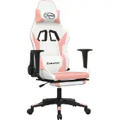 Syfax Chaise de jeu de massage avec repose-pied Blanc rose Similicuir