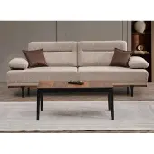 AEA Komplette Stoffsofa Dreisitzer Sessel Couch Beige 3tlg Polstersofa Set