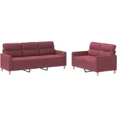 Syfax Ensemble de canapés 2 pcs avec coussins Rouge bordeaux Tissu