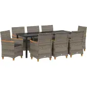 Syfax Ensemble de salle à manger pour jardin 9 pcs Gris polyrotin