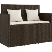 vidaXL Banc de jardin avec coussins Marron Poly Rattan