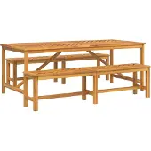Syfax Ensemble de salle à manger pour jardin 3 pc Marron