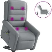 Syfax Fauteuil inclinable de massage électrique Gris clair Tissu
