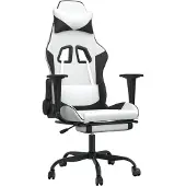 vidaXL Chaise de jeu avec repose-pieds Blanc et noir Similicuir
