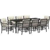 Syfax Ensemble de salle à manger pour jardin 9 pcs Noir polyrotin