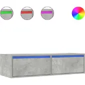 Syfax Meuble TV avec lumières LED gris béton 100X35,5x25 cm