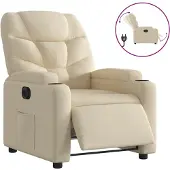 Syfax Fauteuil inclinable électrique Crème Tissu