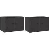 Syfax Meubles TV 2 pcs noir 67x39x44 cm acier