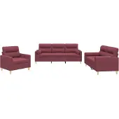 Syfax Ensemble de canapés 3 pcs avec coussins rouge bordeaux tissu