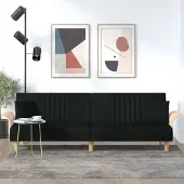 Prolenta Maison Exclusive - Canapé-lit avec accoudoirs, tissu noir