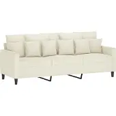 Syfax Canapé à 3 places Crème 180 cm Velours