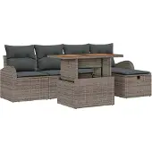 Syfax Ensemble de canapé de jardin 6 pcs Gris polyrotin