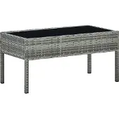 Prolenta Table de jardin exclusive, gris, 75x40x37 cm, en polyrotin