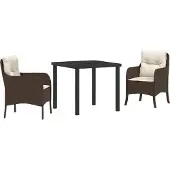 Syfax Ensemble de salle à manger pour jardin 3 pcs Marron polyrotin