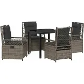 Syfax Ensemble de salle à manger pour jardin 5 pcs Gris polyrotin