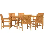 Syfax Ensemble de salle à manger pour jardin 7 pc Marron