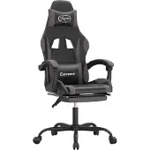 vidaXL Chaise de jeu avec repose-pieds Noir et gris Similicuir
