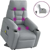 Syfax Fauteuil inclinable de massage électrique Gris clair Tissu
