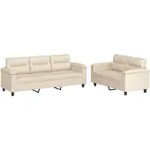Syfax ensemble de canapé 2 pièces avec coussin Beige Tissu microfibre