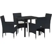 Syfax Ensemble de salle à manger pour jardin 5 pcs Noir polyrotin