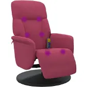 Syfax Fauteuil de massage inclinable avec repose-pied rouge bordeaux