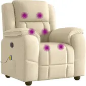 Syfax Fauteuil de massage inclinable Crème Tissu