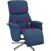 Syfax Fauteuil inclinable de massage avec repose-pieds bleu tissu